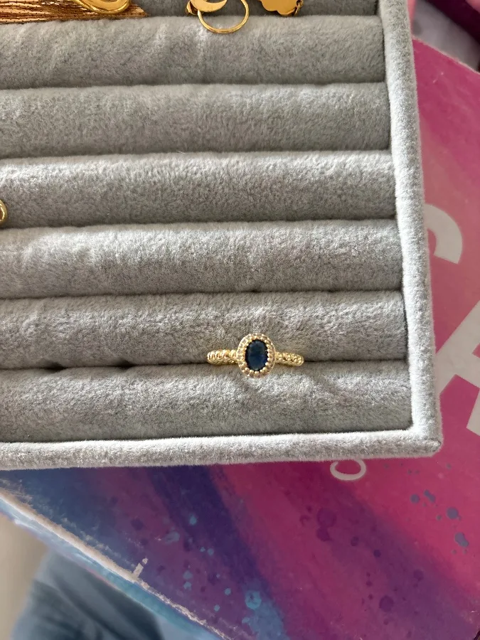 Gold Twisted Ring with Sapphire Blue Stone — CACUSA by Taitus
