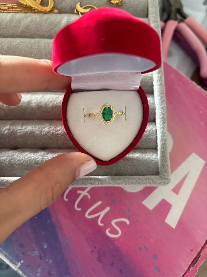 Size 7 Ring with Emerald Stone and Micro Zirconia — CACUSA by Taitus