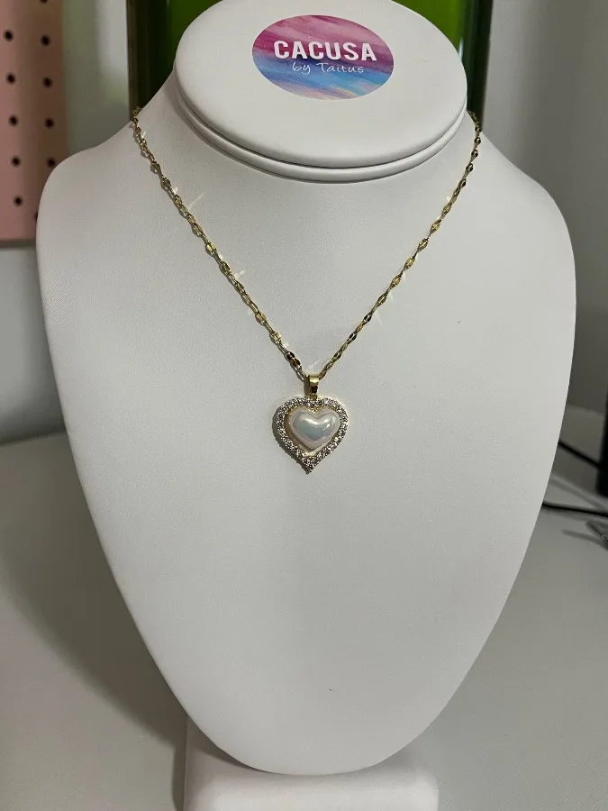 Corazón de perla con una silueta de corazón de circon — CACUSA by Taitus