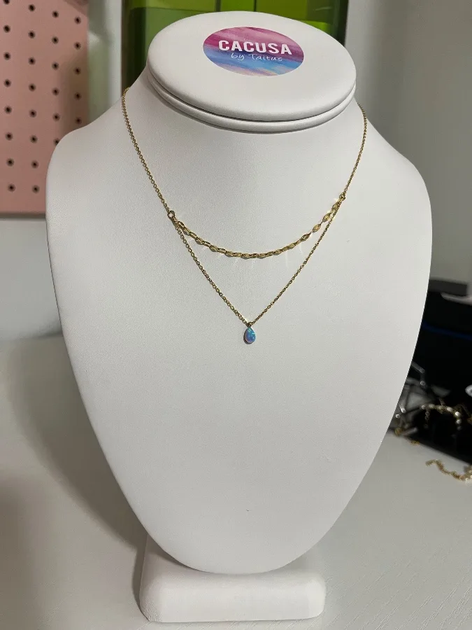 Turquoise Opal Charm Chain with Double-Chain Effect — CACUSA by Taitus