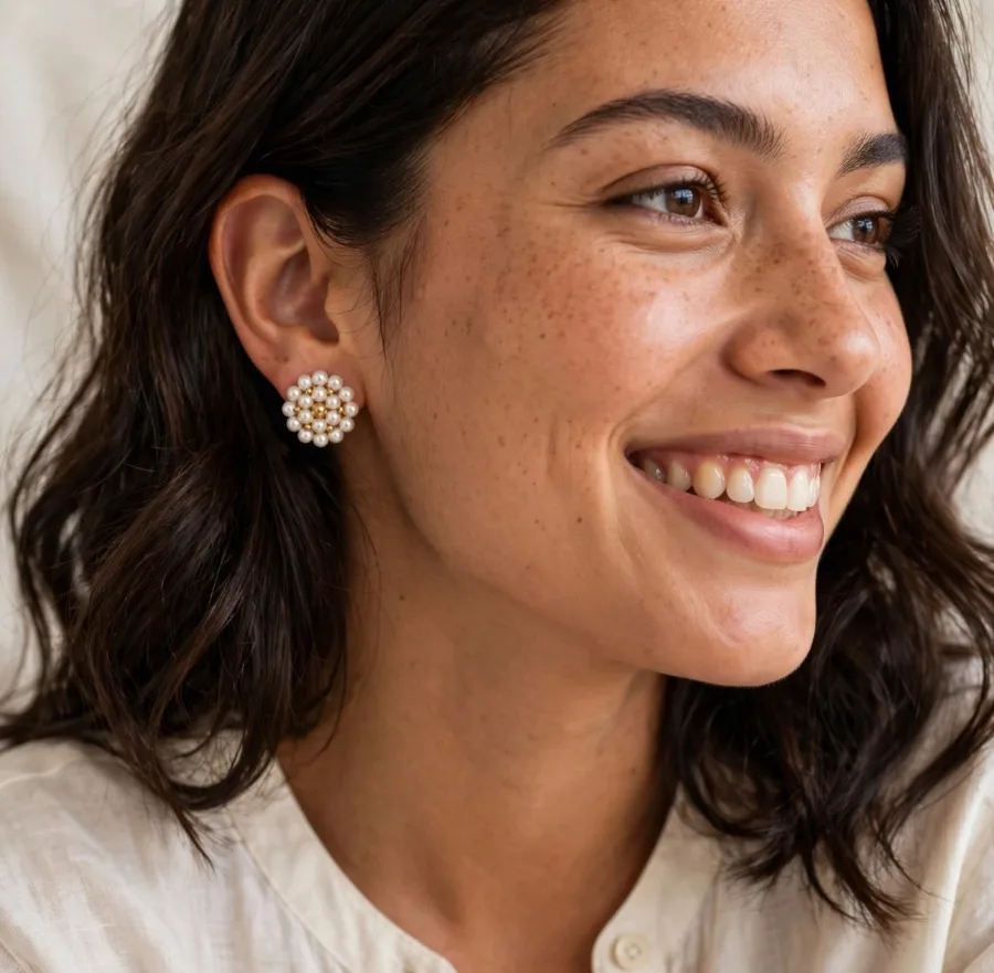 Aretes de perla tejidos a mano — CACUSA by Taitus