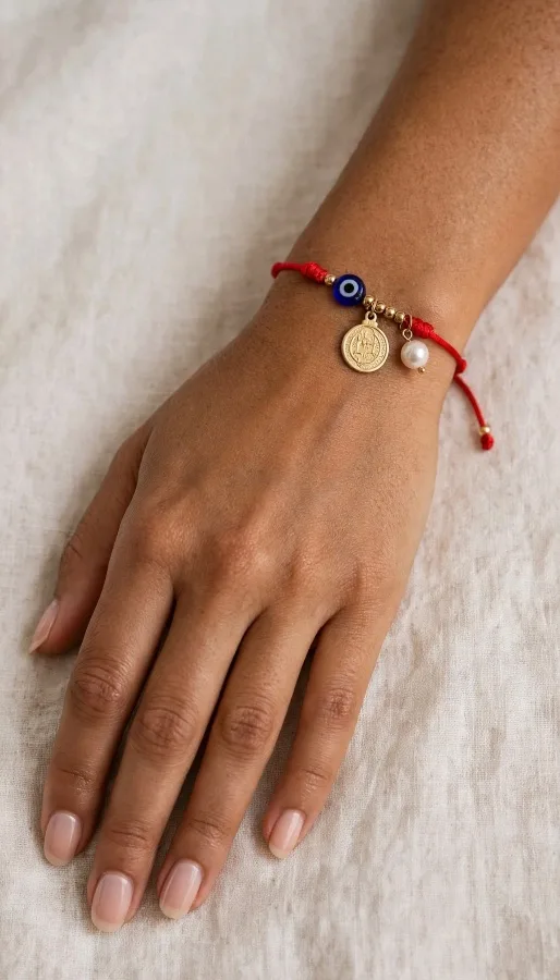 PULSERA OJO TURCO AZUL + MEDALLA + PERLA — CACUSA by Taitus