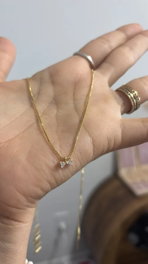 Gold Zirconia Bow Necklace — CACUSA by Taitus